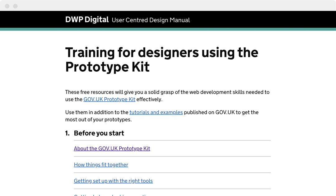 GOV.UK Protorype Kit Training screenshot